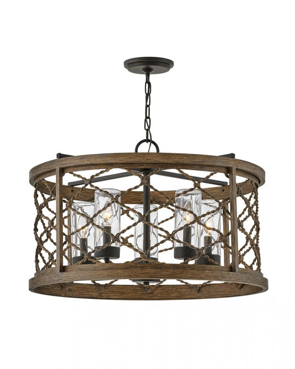 Finn Outdoor Pendant, 5-Light, Oil Rubbed Bronze with Sequoia accents, 16.5"H (12395OZ 9Q2ME)