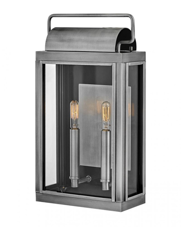 Sag Harbor Outdoor Wall Lantern, 2-Light, Antique Brushed Aluminum, 16.5"H (2844AL 9Q3LM)