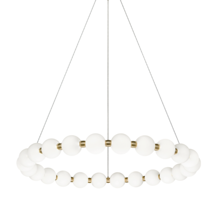 Oni Chandelier, 1-Light, LED, Oxidized Gold, Frosted Glass Shade, 31.5"W (C83432OG 305XPXH)