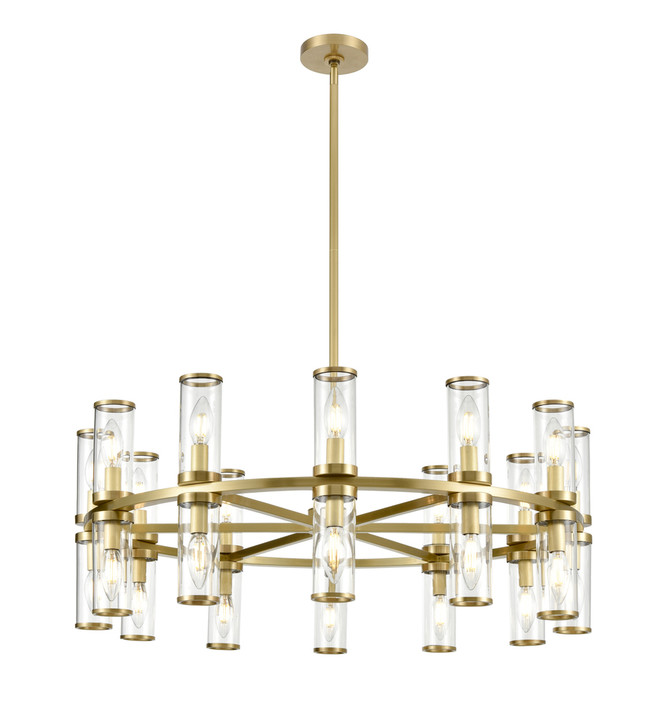 Revolve Candelabra Chandelier, 24-Light, Natural Brass, Clear Glass, 32.75"D (CH309024NBCG 706TLR6)