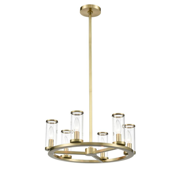 Revolve Candelabra Chandelier, 6-Light, Natural Brass, Clear Glass, 18.63"D (CH309006NBCG 706TMPM)