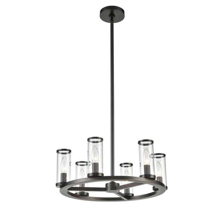 Revolve Candelabra Chandelier, 6-Light, Urban Bronze, Clear Glass, 18.63"D (CH309006UBCG 706TMPP)