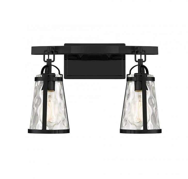 Albany Bath Vanity Light, 2-Light, Black, Glass Shade, 16"W (8-560-2-BK AHVXD)