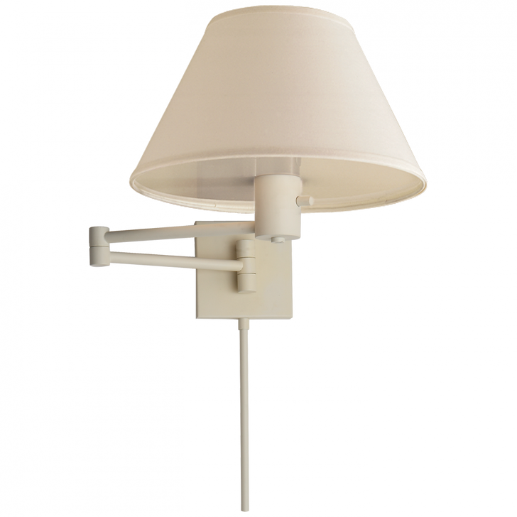 Classic Swing Arm Wall Lamp with Plug, 1-Light, White, 11"H (92000D WHT-L 22KM9)