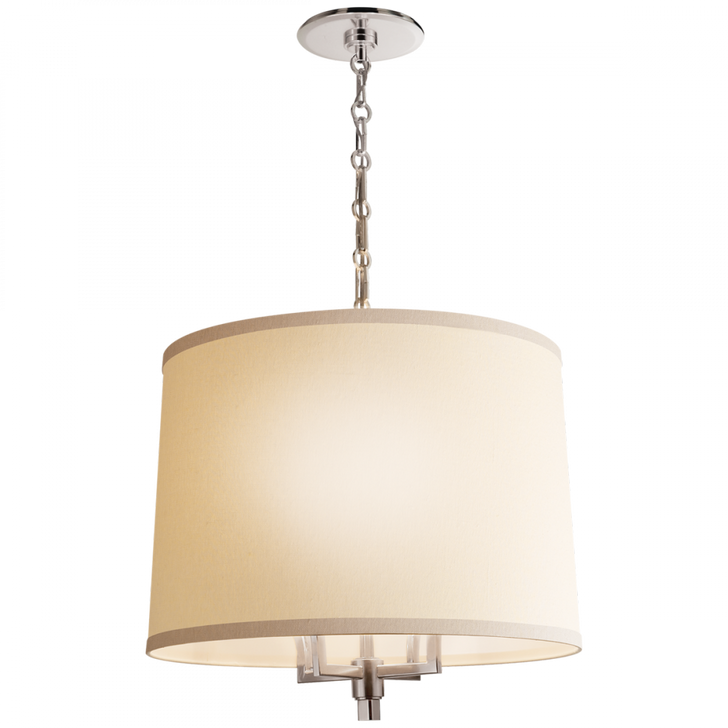 Westport Drum Shade Pendant, 4-Light, Soft Silver, Linen Shade, 23"W (BBL 5030SS-L 22TEK)