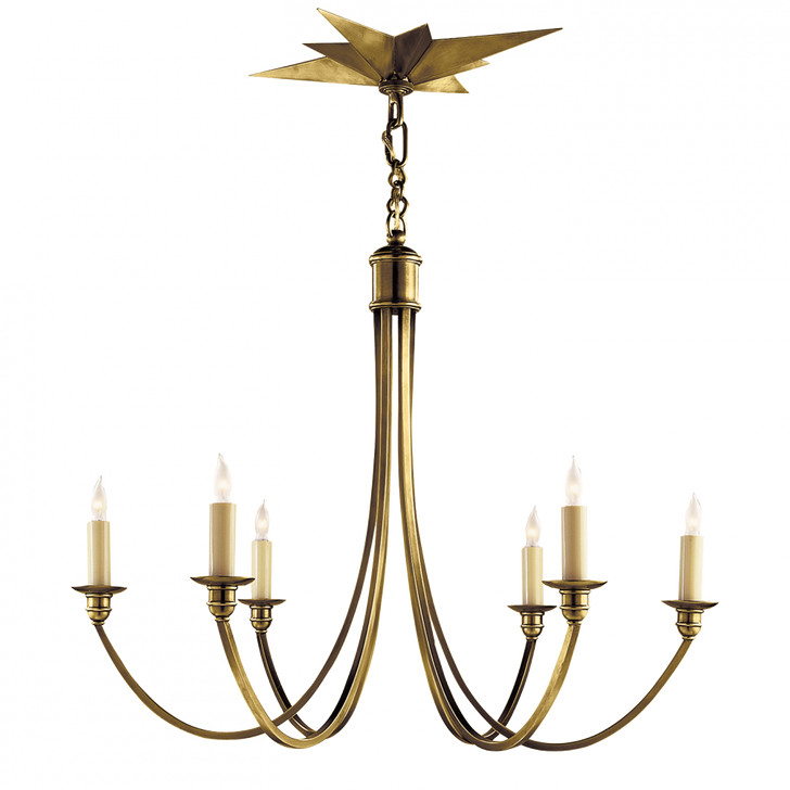 Venetian Chandelier, 6-Light, Hand-Rubbed Antique Brass, 27"W (SC 5001HAB 28QXP)