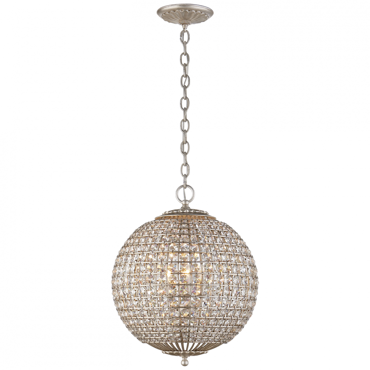 Renwick Chandelier, 4-Light, Sphere, Burnished Silver Leaf, Crystal Shade, 19"W (ARN 5100BSL-CG 2MWJ3)