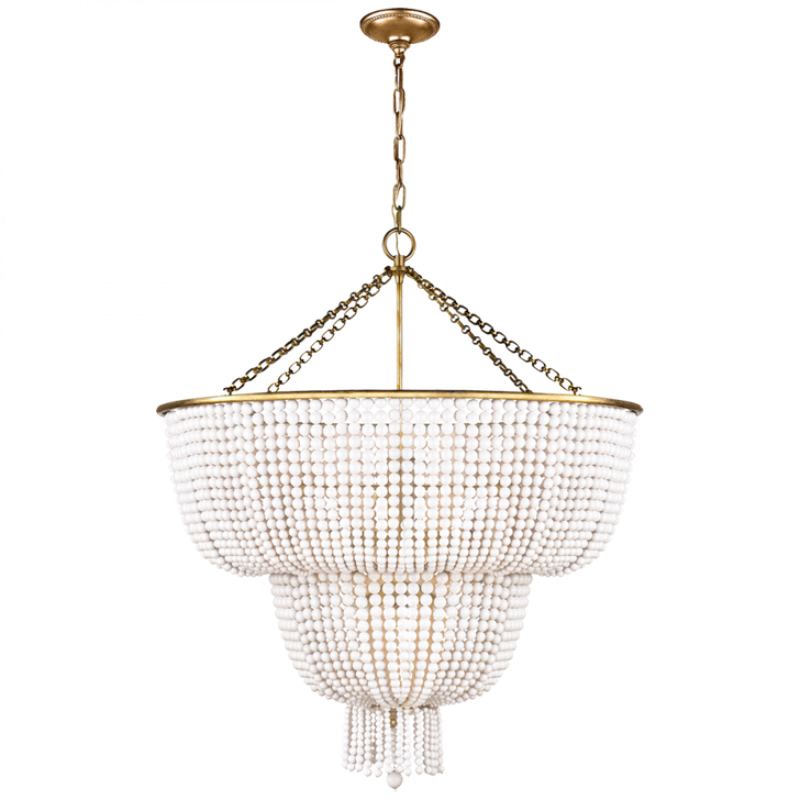 Jacqueline Chandelier, 12-Light, Hand-Rubbed Antique Brass, White Acrylic Shade, 32.25"W (ARN 5104HAB-WG 2MWJF)