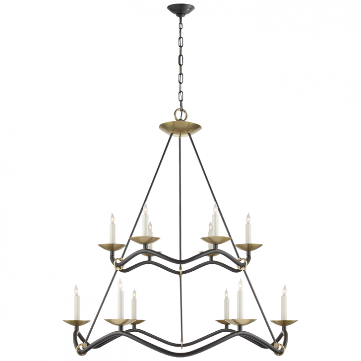 Choros Chandelier, 12-Light, Aged Iron, 42"W (S 5041AI 2MZGP)