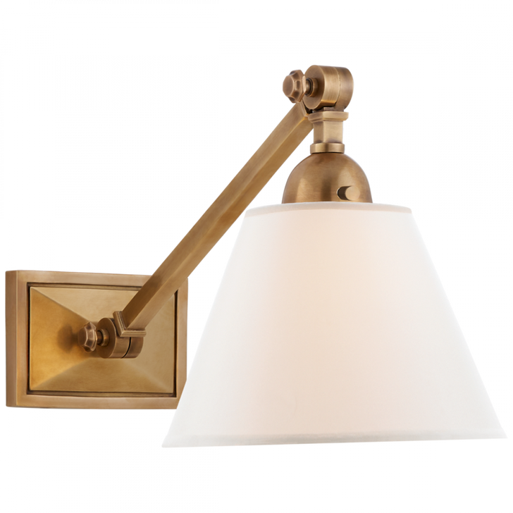 Jane Single Library Wall Light, 1-Light, Hand-Rubbed Antique Brass, Linen Shade, 8.75"H (AH 2325HAB-L CQ1PK)