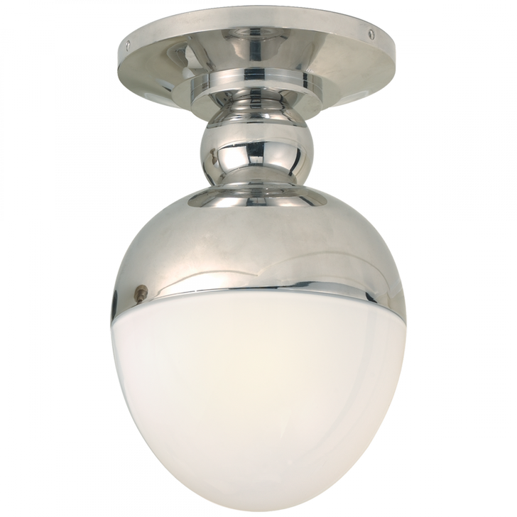 Clark Flush Mount, 1-Light, Polished Nickel, White Glass, 7.5"W (TOB 4006PN-WG 2CZCZ)