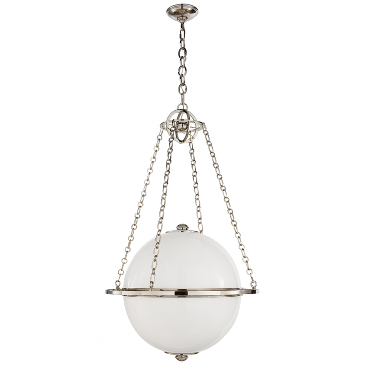 Modern Globe Lantern, 2-Light, Polished Nickel, 39.25"H (CHC 2135PN-WG 25Q63)