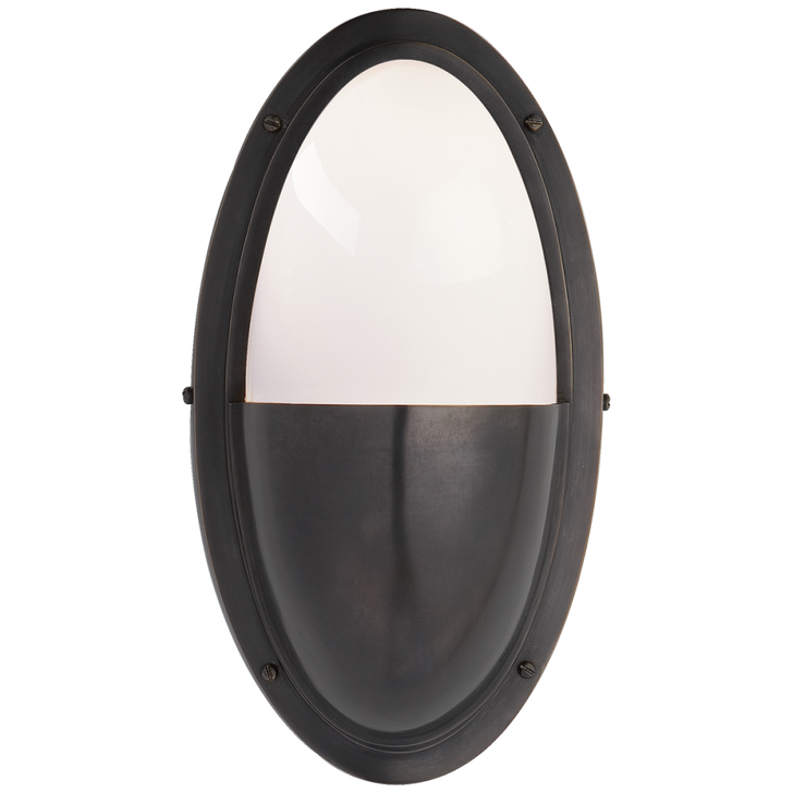 Pelham Outdoor Wall Sconce, 1-Light, Oval, Bronze, White Glass, 11.5"H (TOB 2209BZ-WG 2CVJJ)