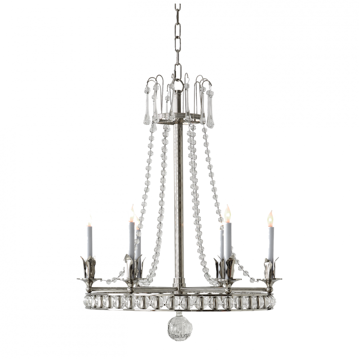 Regency Chandelier, 6-Light, Polished Nickel, 22"W (SN 5107PN 2K1PK)