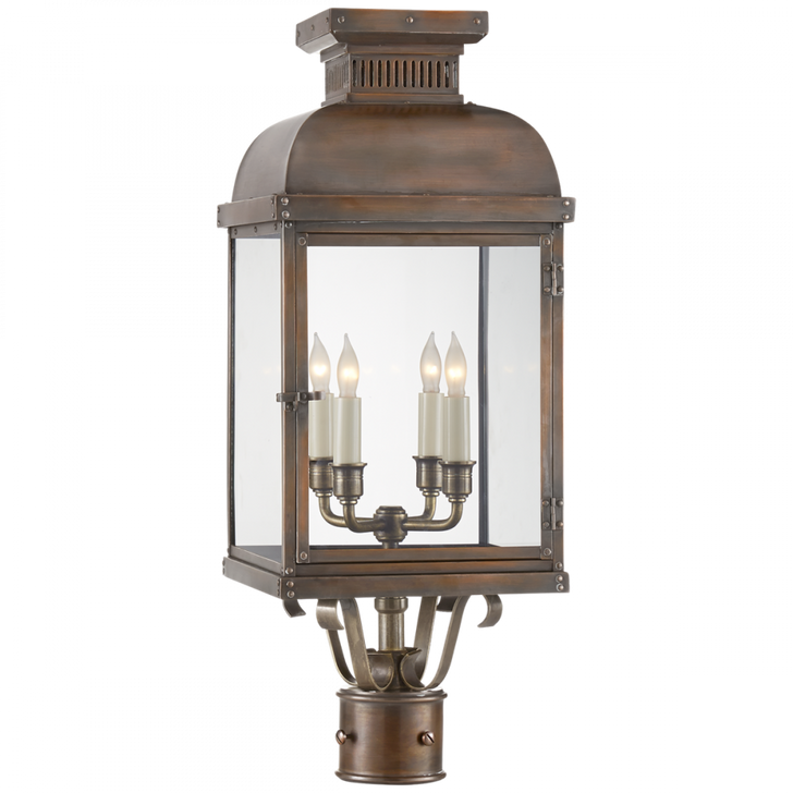 Suffork Post Outdoor Lantern, 4-Light, Natural Copper, Clear Glass, 24.25"H (CHO 7821NC-CG 2UZVF)