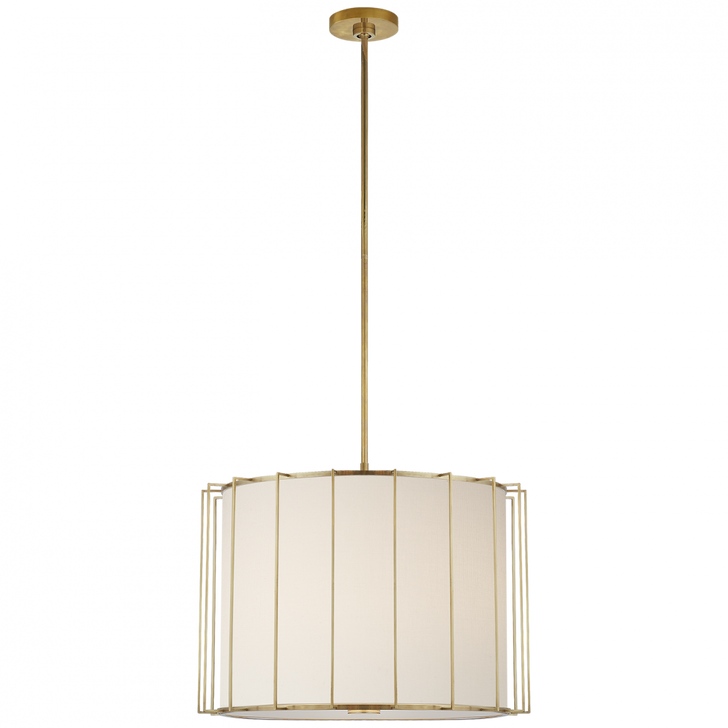 Carousel Large Drum Lantern, 2-Light, Soft Brass, Linen Shade, Over All Height 52.5" (BBL 5014SB-L CHZDY)