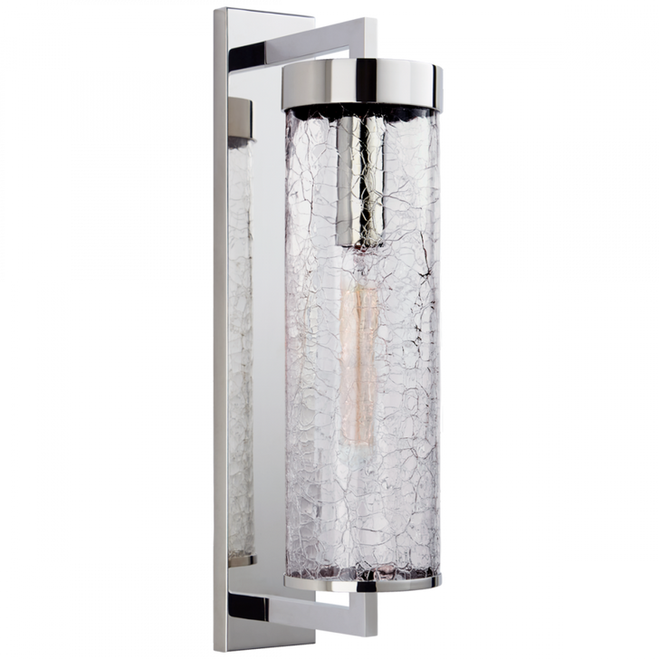 Liaison Bracketed Outdoor Wall Sconce, 1-Light, Polished Nickel, Crackle Glass, 20"H (KW 2123PN-CRG CLY2R)