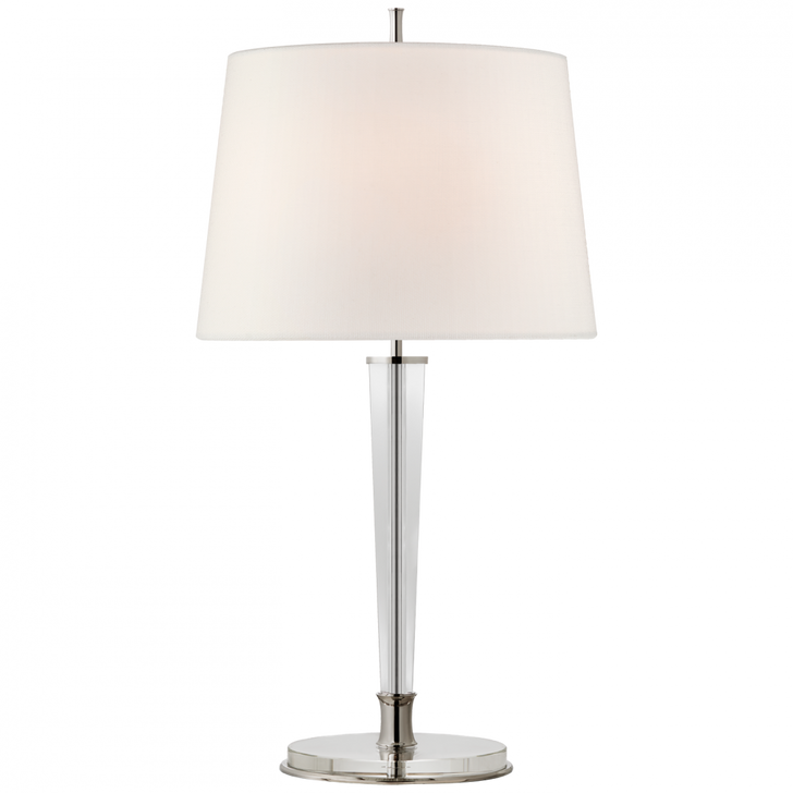 Lyra Table Lamp, 2-Light, Polished Nickel, Crystal, Linen Shade, 31.5"H (TOB 3942PN-L CPZQ3)