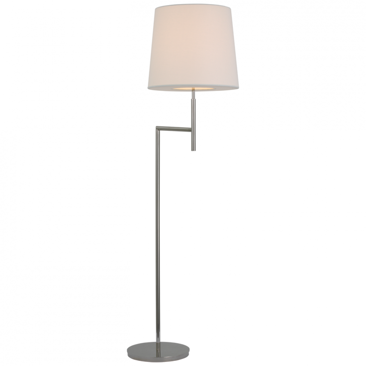 Clarion Floor Lamp, 1-Light, Bridge Arm, Polished Nickel, Linen Shade, 59"H (BBL 1170PN-L CU4DR)