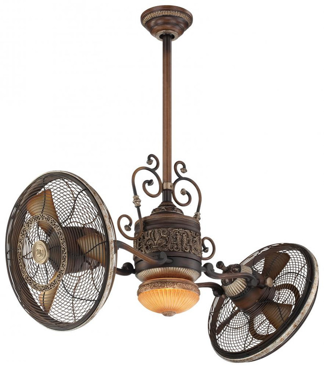 Traditional Gyro Ceiling Fan, 6-Blade, 1-Light, LED, Belcaro Walnut, Belcaro Walnut Blades, 42"W (F502L-BCW HMYG)