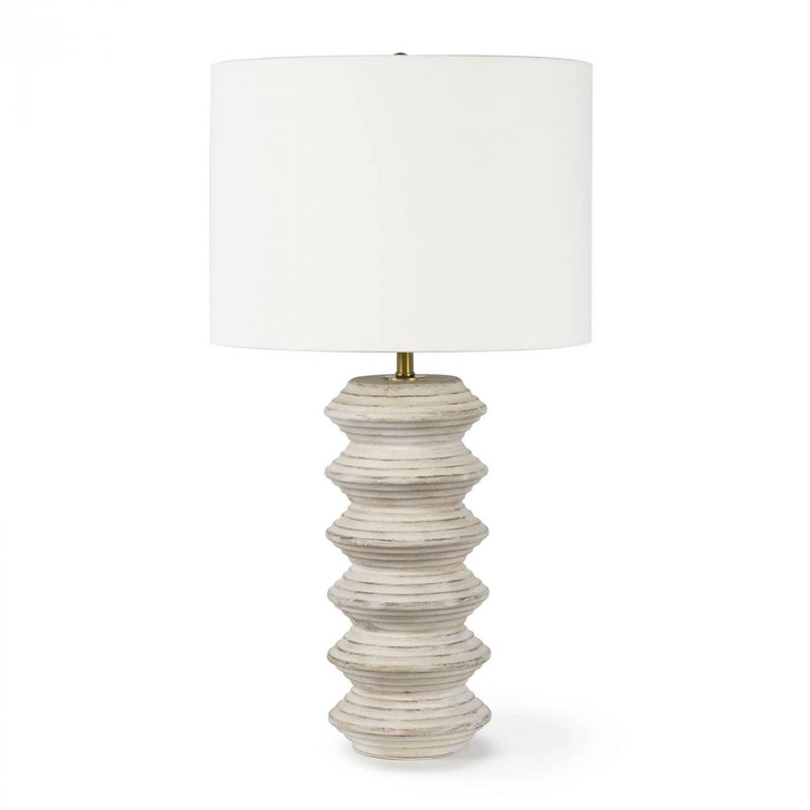 Coastal Living Nova Wood Table Lamp, 1-Light, White, Linen Shade, 25"H (13-1522 50502QK)
