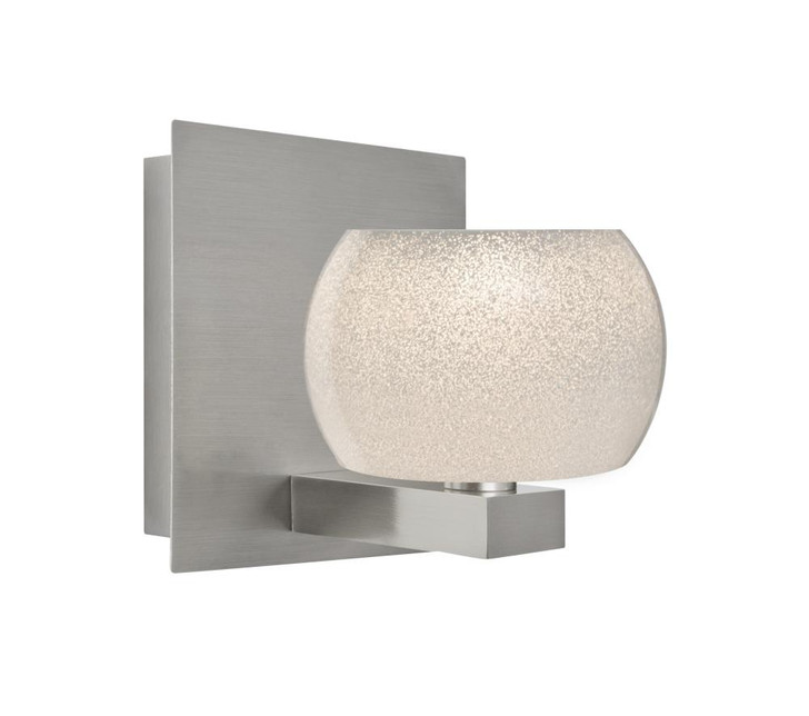 Keno Bathroom Wall Sconce, 1-Light, LED, Satin Nickel, White Sand Glass, 6"H (1WF-KENOWH-LED-SN 30CGGW)