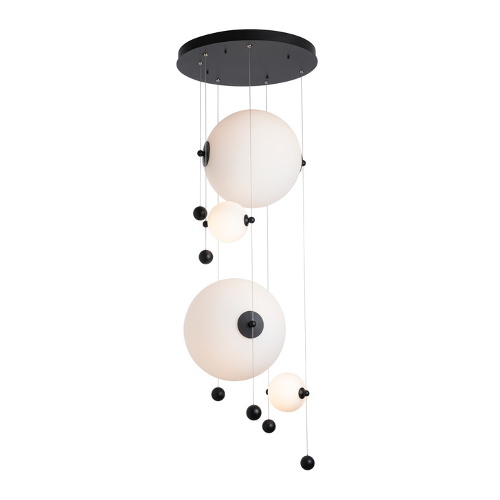 Abacus Pendant, 4-Light, Standard Height, LED, Dark Smoke, Abacus Cool Grey Glass, 19.8"W (139052-LED-STND-07-YL0694 5D6W0K)