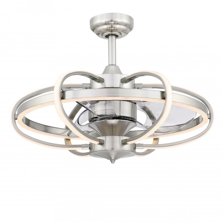 Obvi Ceiling Fan, 3-Blade, LED, 6-Light, Brushed Nickel, Clear Blades, 26.5"W (FP3050BN KDPF)