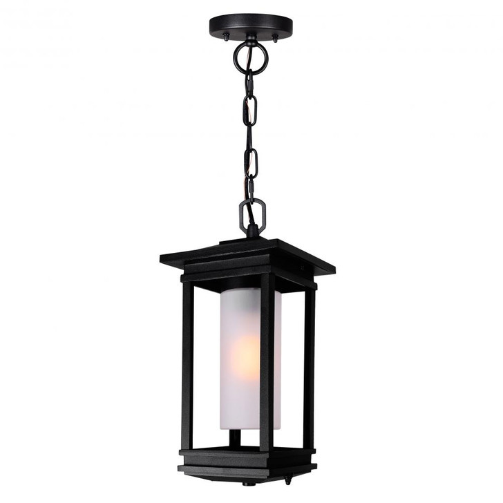 Granville Outdoor Hanging Light, 1-Light, Black, Frosted Glass, 7"W (0412P7-1-101 3069NEU)