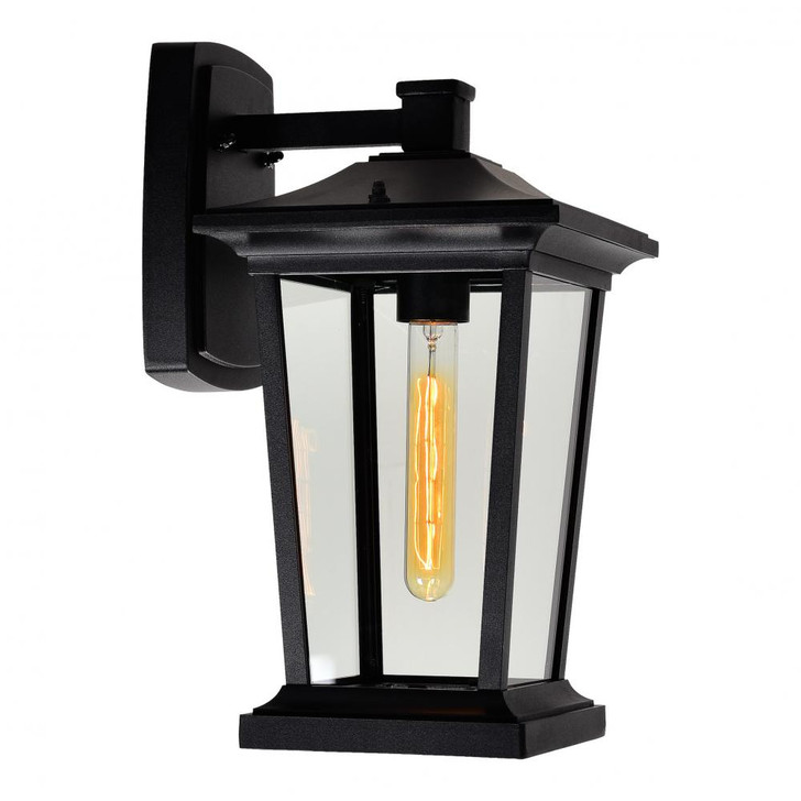 Leawood Outdoor Wall Light, 1-Light, Black, Clear Glass, 15.3"H (0413W8-1-101 3069PA0)