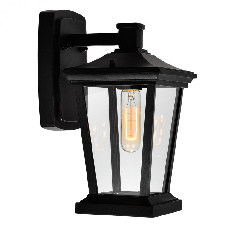 Leawood Outdoor Wall Light, 1-Light, Black, Clear Glass, 12.4"H (0413W7-1-101 3069PA3)