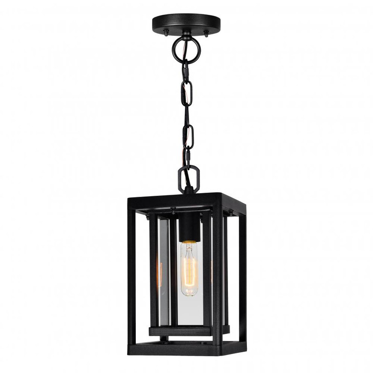 Mulvane Outdoor Hanging Light, 1-Light, Black, Clear Glass, 7"W (0415P7-1-101 3069PA8)