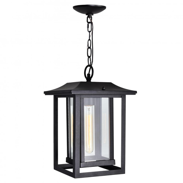 Winfield Outdoor Hanging Light, 1-Light, Black, Clear Glass, 9"W (0414P10-1-101 3069PA5)