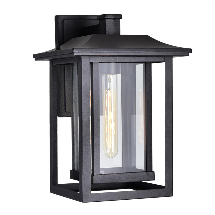 Winfield Outdoor Wall Light, 1-Light, Black, Clear Glass, 13.5"H (0414W10-1-101 3069PA4)