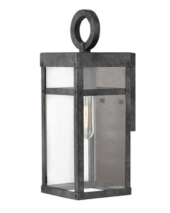 Porter Outdoor Wall Lantern, LED, Black, Gray, 13"H (2806DZ-LL 9Q9FW)