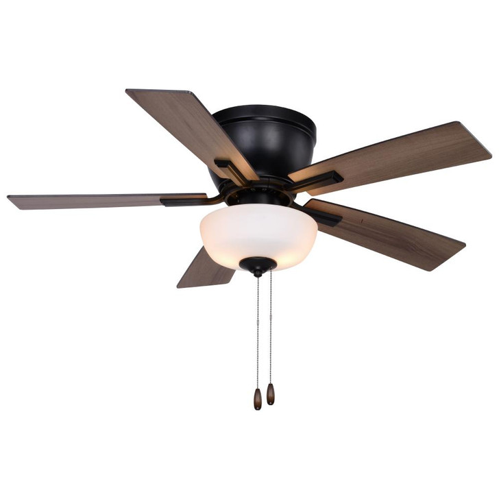 Lisbon Ceiling Fan, 5-Blade, 2-Light, LED, Black, Dark Hickory/Black Hickory Blades, 42"W (F0089 J7QZ)