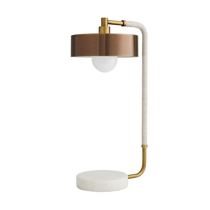 Aaron Table Lamp, 1-Light, Antique Brass, Heritage Brass, Cream Leather, White Marble, 24"H (49735 3MNLT)