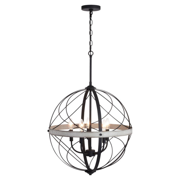 Montclare Pendant, 5-Light, Textured Black, White Ash, 21.25"W (P0355 J7R9)