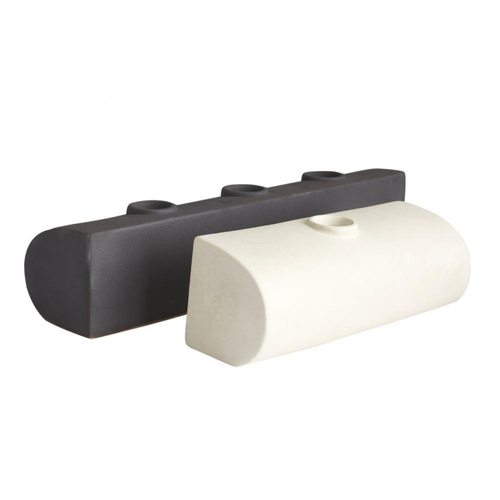 Roll Bud Vases (Set of 2), Matte Black and White Porcelain, 8.5"W (DA1000 3MPLL)