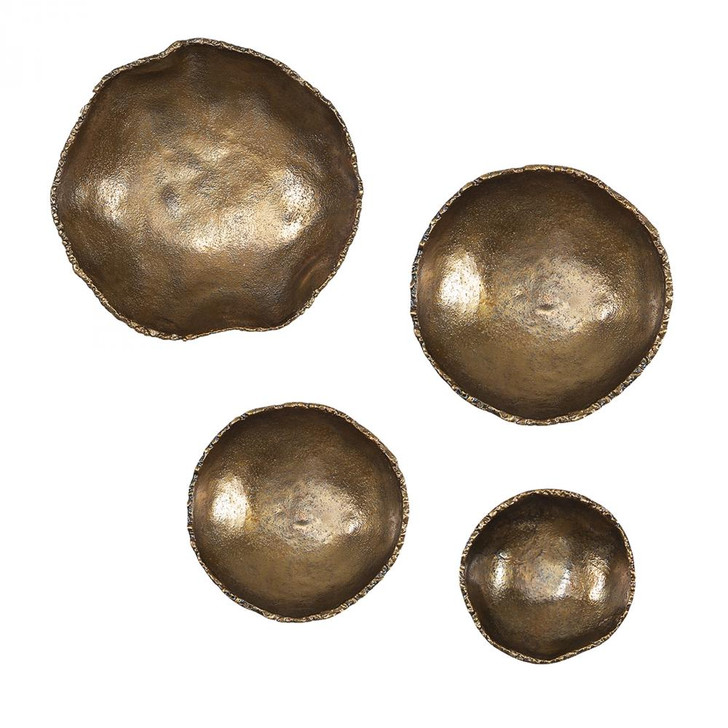 Lucky Coins Wall Bowls, 4/Set, Vintage Brass, 11"W (04299 A6CQZ)