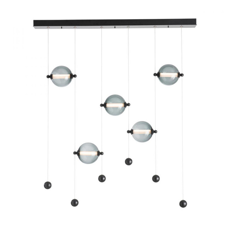 Abacus Pendant, 5-Light, Standard Height, LED, Vintage Platinum, Abacus Cool Grey Glass, 5.5"W (139050-LED-STND-82-YL0668 5CQEUV)