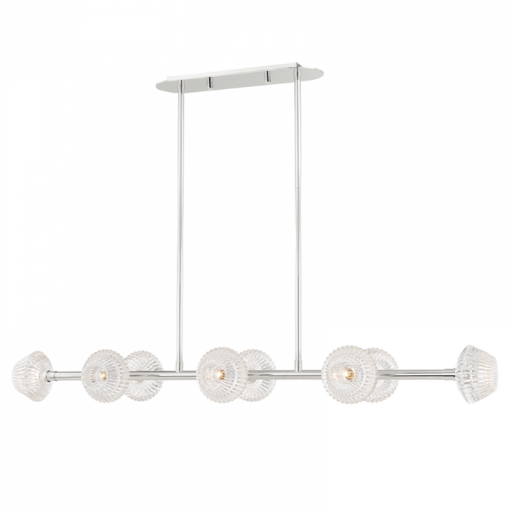 Barclay Linear Chandelier, 8-Light, Polished Nickel, 54.5"W (6154-Pn A8L7E)