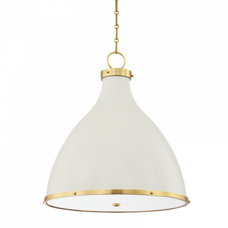 Painted No. 3 Pendant, 3-Light, Aged Brass, Off White, 22.5"W (Mds362-Agb/Ow A8N3D)