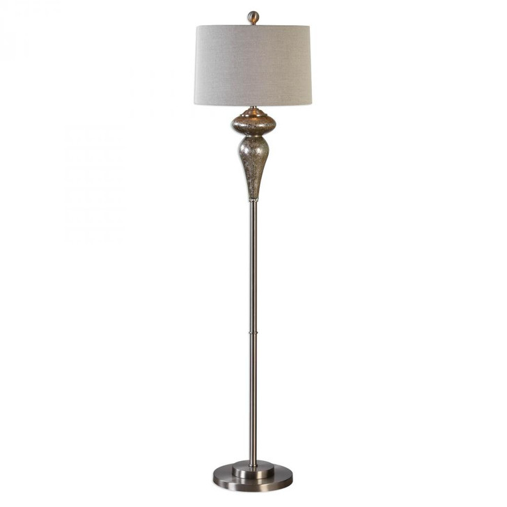 Vercana Floor Lamp, 1-Light, 2/Set, Brushed Nickel, Light Beige Linen Hardback Shade, 64"H (28102-2 A68UM)
