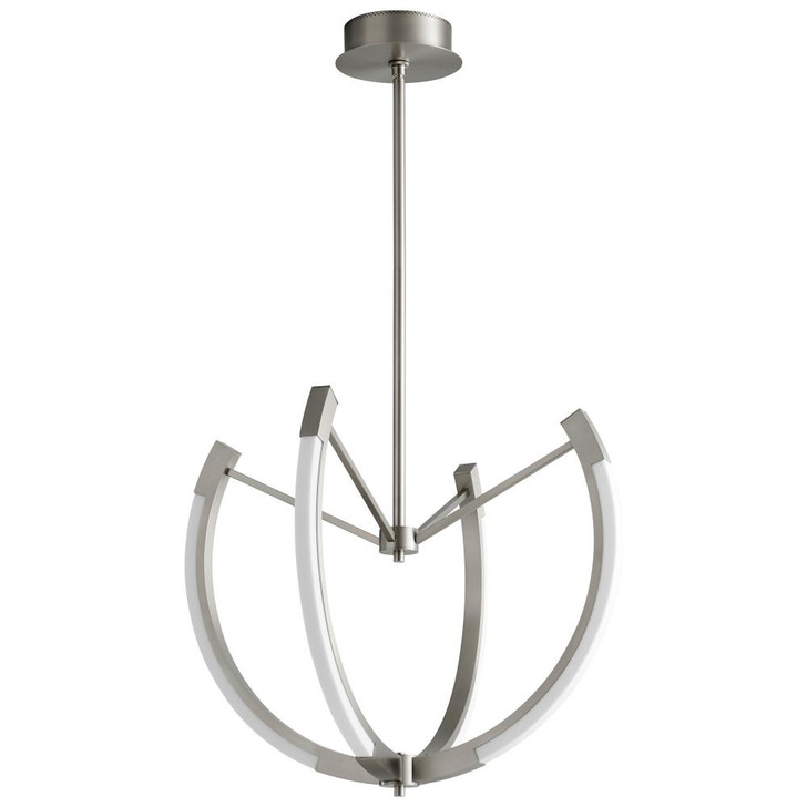 Utopia Chandelier, 4-Light, LED, Satin Nickel, Matte White Shade, 28"W (3-6141-24 42P4C)