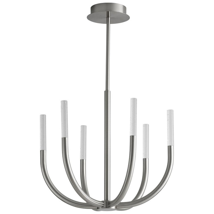 Prestoi Chandelier, 6-Light, LED, Satin Nickel, Clear Shade, 19.5"W (3-657-24 42R08)