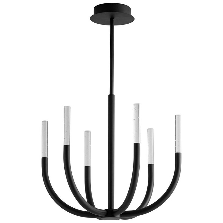 Prestoi Chandelier, 6-Light, LED, Black, Clear Shade, 19.5"W (3-657-15 42R07)