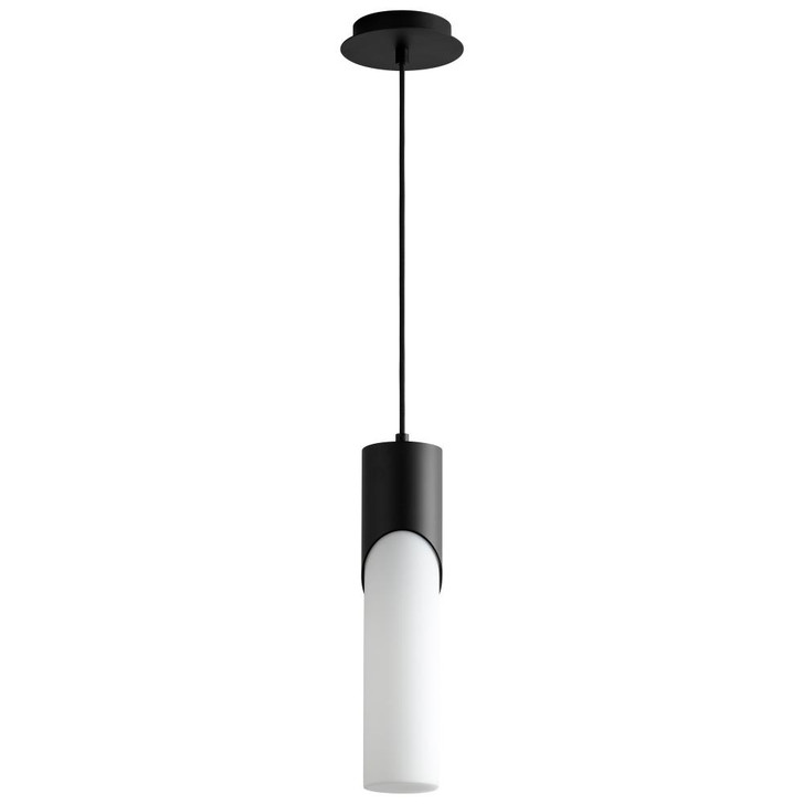 Ellipse Mini Pendant, 1-Light, LED, Black, White Opal Shade, 3.5"W (3-678-115 42N5A)