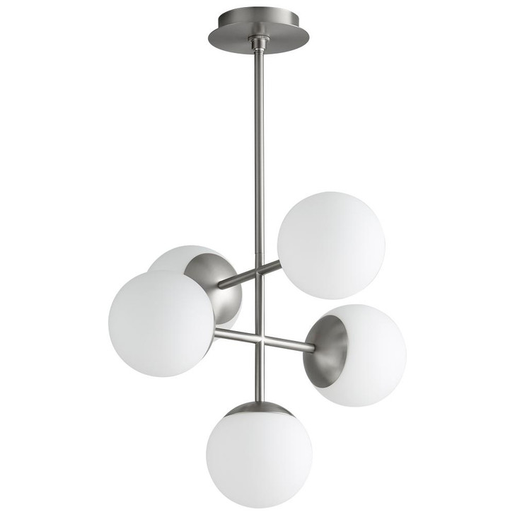 Nebula Pendant, 5-Light, LED, Satin Nickel, Satin Opal Shade, 16.75"W (3-680-24 42Q3N)