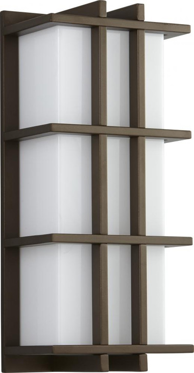 Telshor Outdoor Wall Sconce, 1-Light, LED, Oiled Bronze, White Acrylic Shade, 16.5"H (3-710-222 3ZQE4)